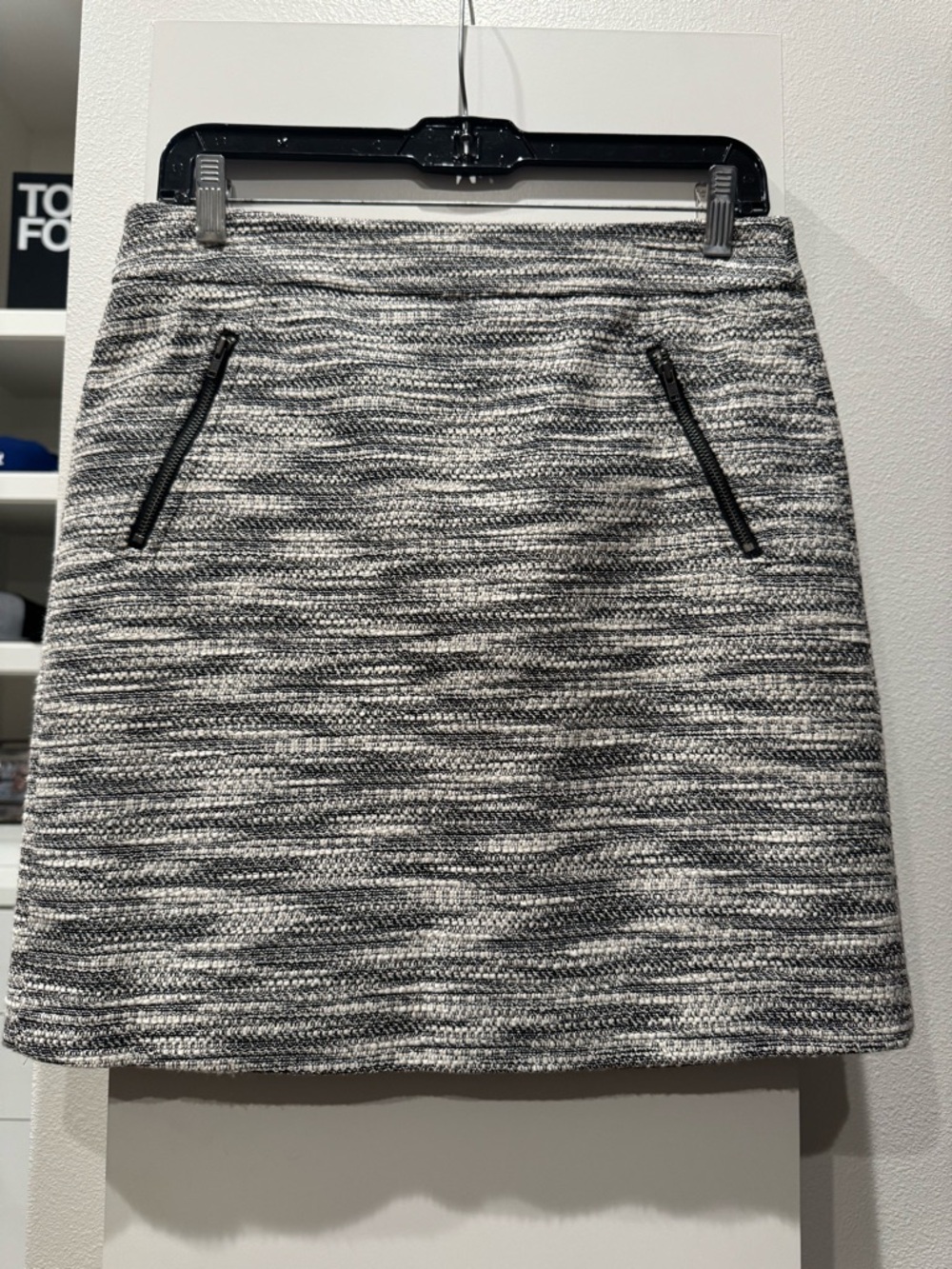 LOFT Black and White Tweed Boucle Skirt